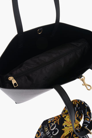 JEANS COUTURE Saffiano Faux Leather RANGE A THELMA Maxi Tote Bag with Embellished Baroque Print Neckerchief
