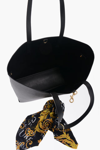 JEANS COUTURE Saffiano Faux Leather RANGE A THELMA Maxi Tote Bag with Embellished Baroque Print Neckerchief