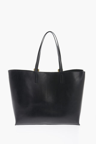JEANS COUTURE Faux Leather Tote Bag with Golden Buckles