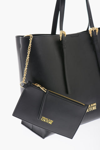 JEANS COUTURE Faux Leather Tote Bag with Golden Buckles