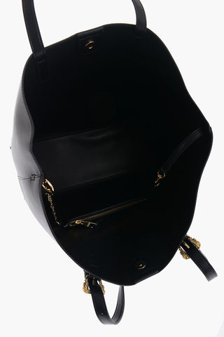 JEANS COUTURE Faux Leather Tote Bag with Golden Buckles