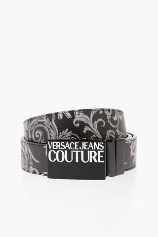 JEANS COUTURE All-Over Baroque motif and Logo Belt 35mm