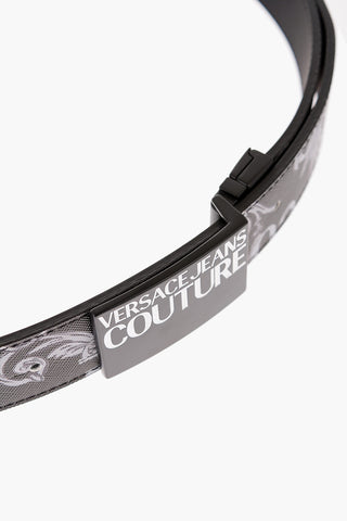 JEANS COUTURE All-Over Baroque motif and Logo Belt 35mm