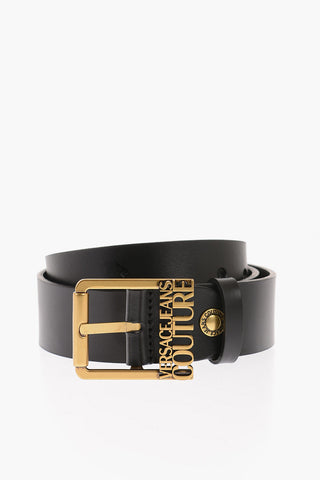 JEANS COUTURE Leather Belt with Golden Buckle 40mm