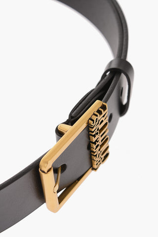 JEANS COUTURE Leather Belt with Golden Buckle 40mm
