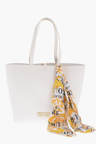JEANS COUTURE Saffiano Faux Leather RANGE A THELMA Maxi Tote Bag with Embellished Baroque Print Neckerchief