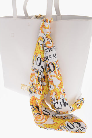 JEANS COUTURE Saffiano Faux Leather RANGE A THELMA Maxi Tote Bag with Embellished Baroque Print Neckerchief