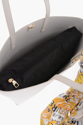 JEANS COUTURE Saffiano Faux Leather RANGE A THELMA Maxi Tote Bag with Embellished Baroque Print Neckerchief