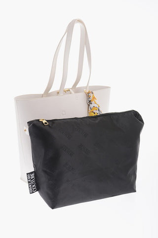JEANS COUTURE Saffiano Faux Leather RANGE A THELMA Maxi Tote Bag with Embellished Baroque Print Neckerchief