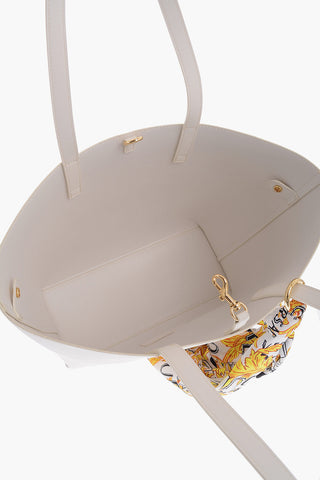 JEANS COUTURE Saffiano Faux Leather RANGE A THELMA Maxi Tote Bag with Embellished Baroque Print Neckerchief