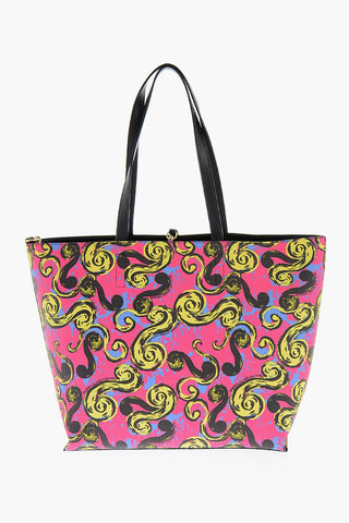 JEANS COUTURE Reversible Faux Leather Tote Bag with Matched Pouch