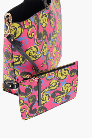 JEANS COUTURE Reversible Faux Leather Tote Bag with Matched Pouch