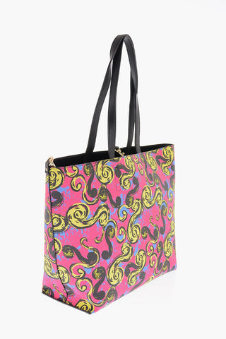 JEANS COUTURE Reversible Faux Leather Tote Bag with Matched Pouch