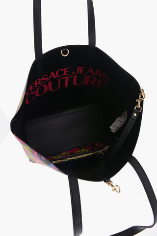 JEANS COUTURE Reversible Faux Leather Tote Bag with Matched Pouch