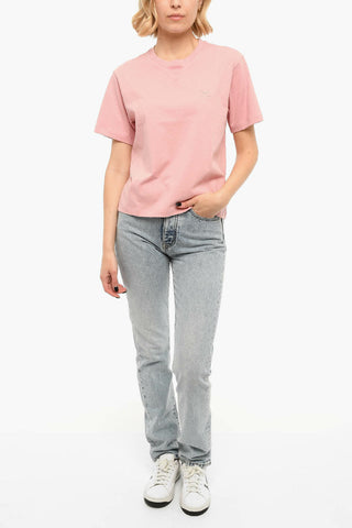 Embroidered Logo Cropped Short Sleeved T-shirt