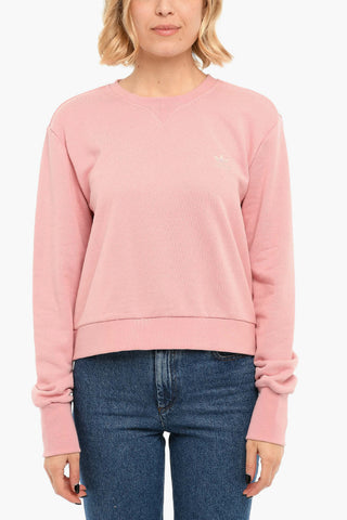 Embroidered Logo Brushed Cotton Crewneck Sweatshirt