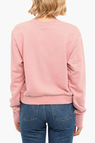 Embroidered Logo Brushed Cotton Crewneck Sweatshirt