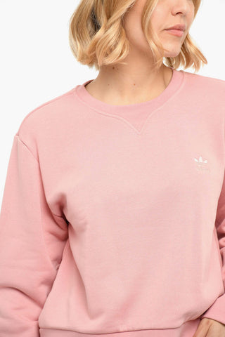 Embroidered Logo Brushed Cotton Crewneck Sweatshirt