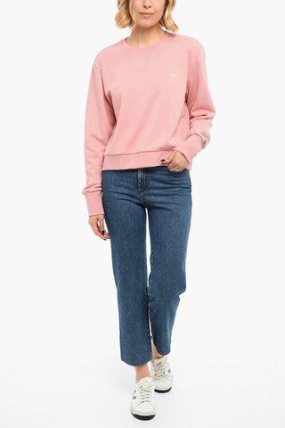 Embroidered Logo Brushed Cotton Crewneck Sweatshirt