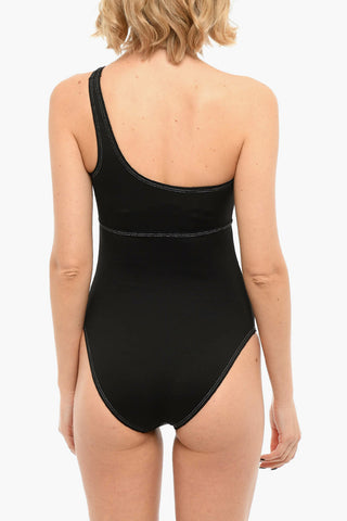 One-Shoulder One-Piece Swimsuit With logo Print