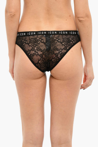 UNDERWEAR Lace Briefs with Logoed Waistband
