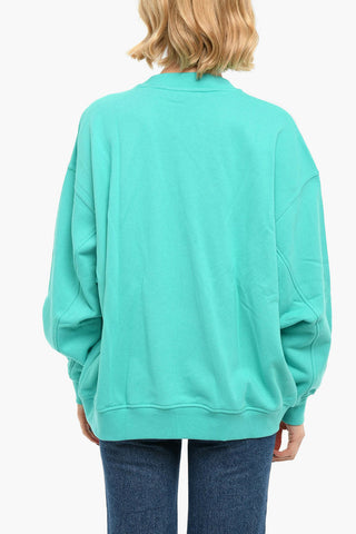 Brushed Cotton Crewneck Sweatshirt With Constrasting Bands And Embroidered logo