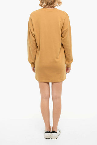 Embroidered Logo Crewneck Brushed Cotton Dress
