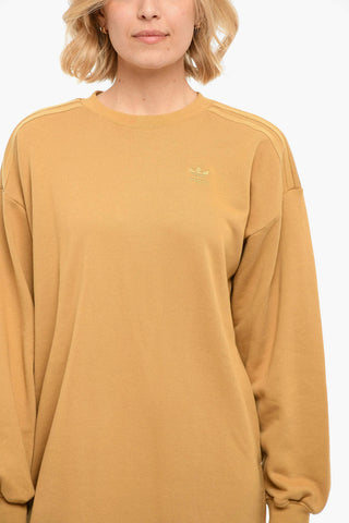 Embroidered Logo Crewneck Brushed Cotton Dress