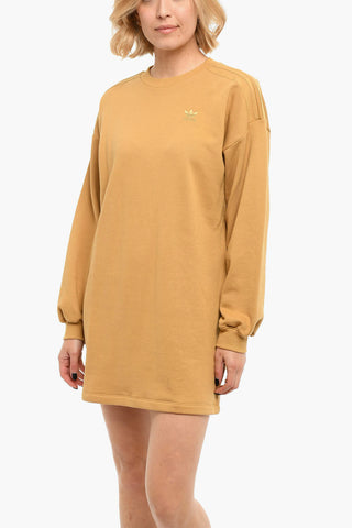 Embroidered Logo Crewneck Brushed Cotton Dress