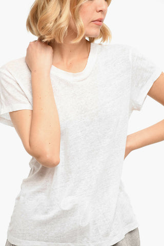 Kurzarm-T-Shirt mit Rundhalsausschnitt aus Leinen