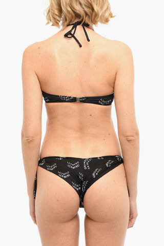 Band Bikini Top With Allover Logo Print