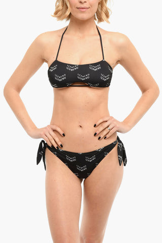 Band Bikini Top With Allover Logo Print
