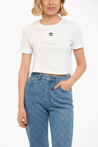 Embroidered Logo Short Sleeved Crop Top