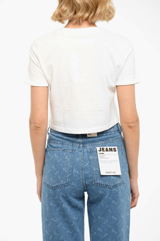 Embroidered Logo Short Sleeved Crop Top