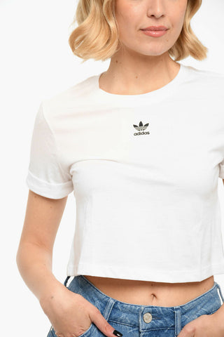 Embroidered Logo Short Sleeved Crop Top