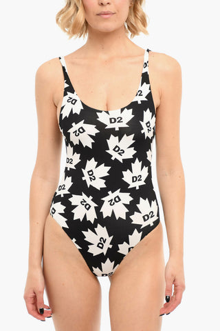 One-piece Swimsuit with D2 Monogram Print