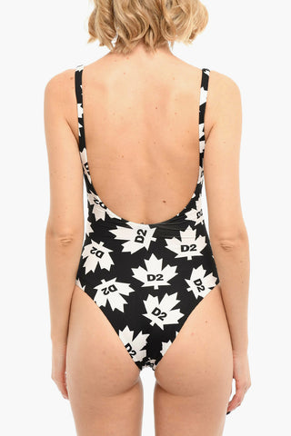 One-piece Swimsuit with D2 Monogram Print