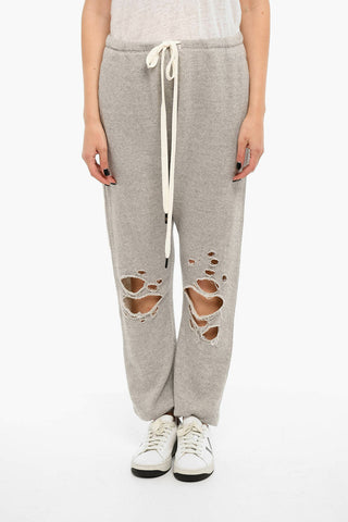 Joggers SHREDDED KNEE DROPPED CROTCH In Cotone Garzato