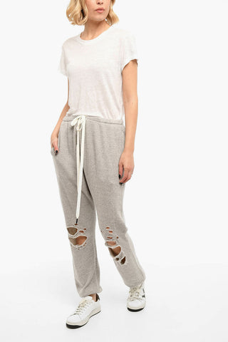 Joggers SHREDDED KNEE DROPPED CROTCH In Cotone Garzato