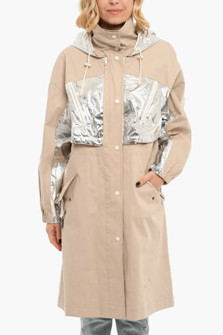 Cappotto Con Cappuccio E Coulisse E Inserti Metallizzati