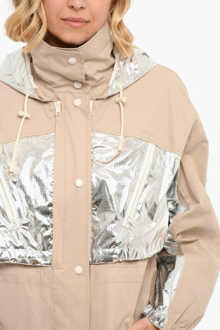 Cappotto Con Cappuccio E Coulisse E Inserti Metallizzati