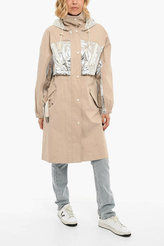 Cappotto Con Cappuccio E Coulisse E Inserti Metallizzati