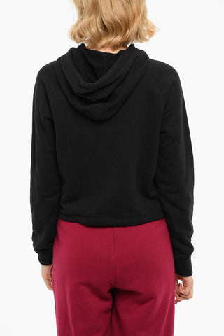 Brushed Cotton Embroidered BAMBI Cropped Hoodie