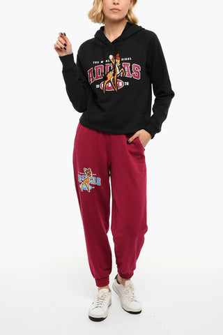 Brushed Cotton Embroidered BAMBI Cropped Hoodie