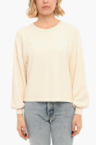 Felpa Girocollo Cropped In Cotone Terry 