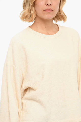 Felpa Girocollo Cropped In Cotone Terry 