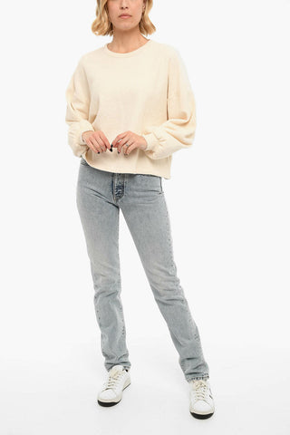 Felpa Girocollo Cropped In Cotone Terry 