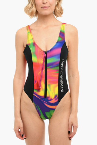 EMPORIO Printed Front Zip One-Piece Swimsuit