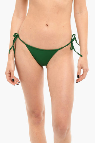 Solid-colored Bikini Slip with Logo Print