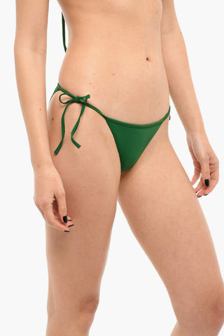 Solid-colored Bikini Slip with Logo Print